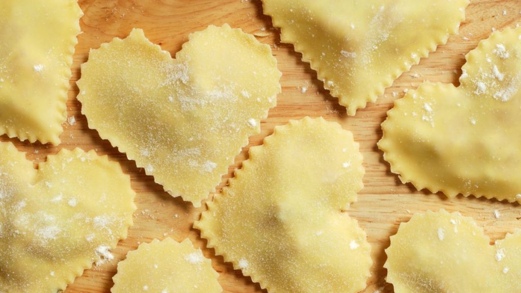 Heart-shaped ravioli