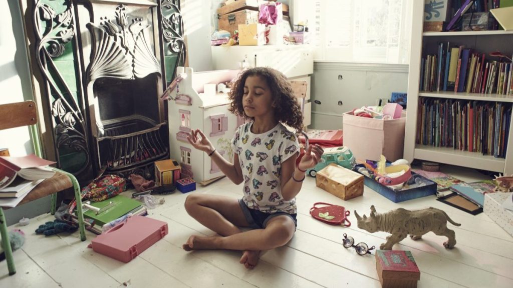 Girl cooling down from sibling fight