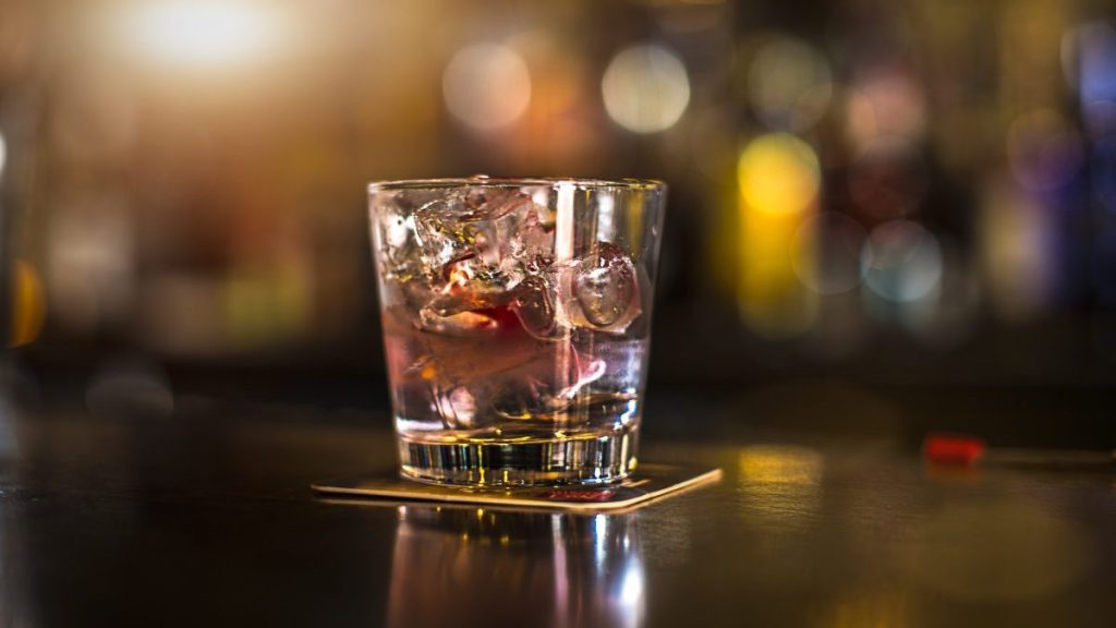 mixed drink on bar at a pub/bar