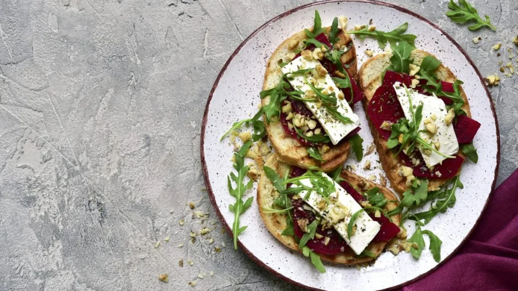 Beet, Arugula and Goat Cheese Open Sandwich