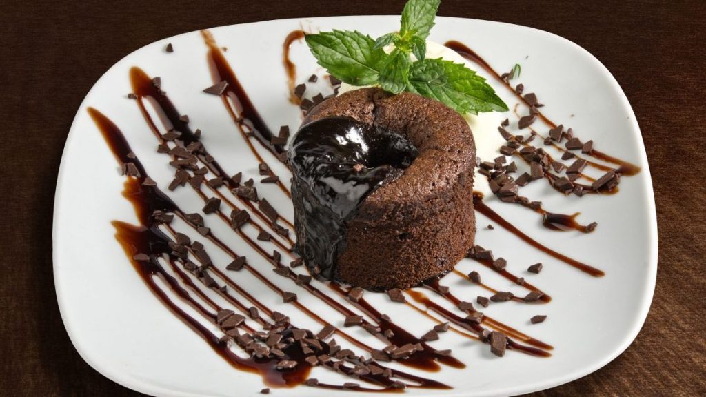 Chocolate lava cake with ice cream