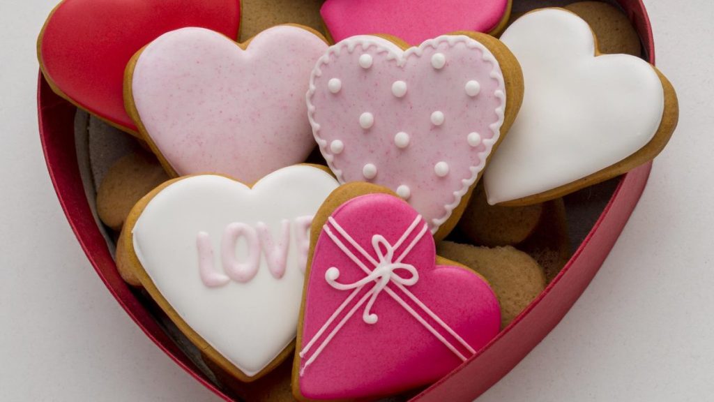 Top view delicious valentine's day cookies