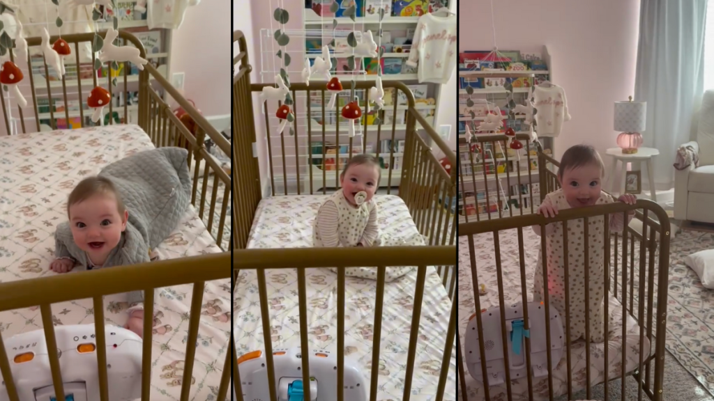 mom baby waking up video