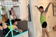 dad daughters gymnastics video