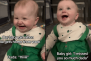 baby excited dad coming home