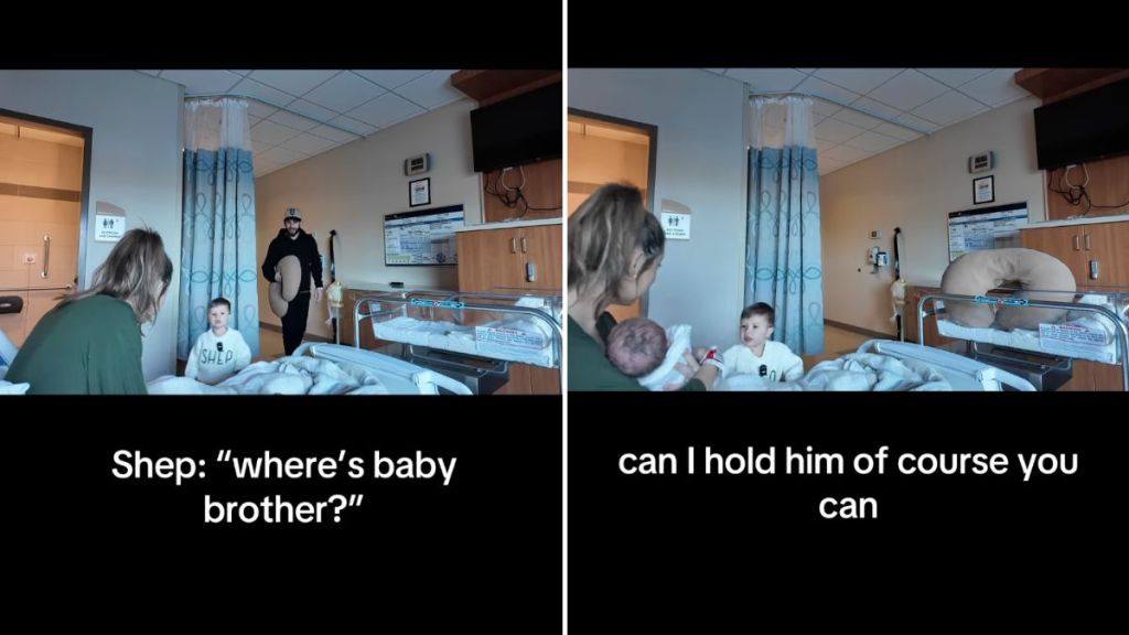boy meeting newborn brother video
