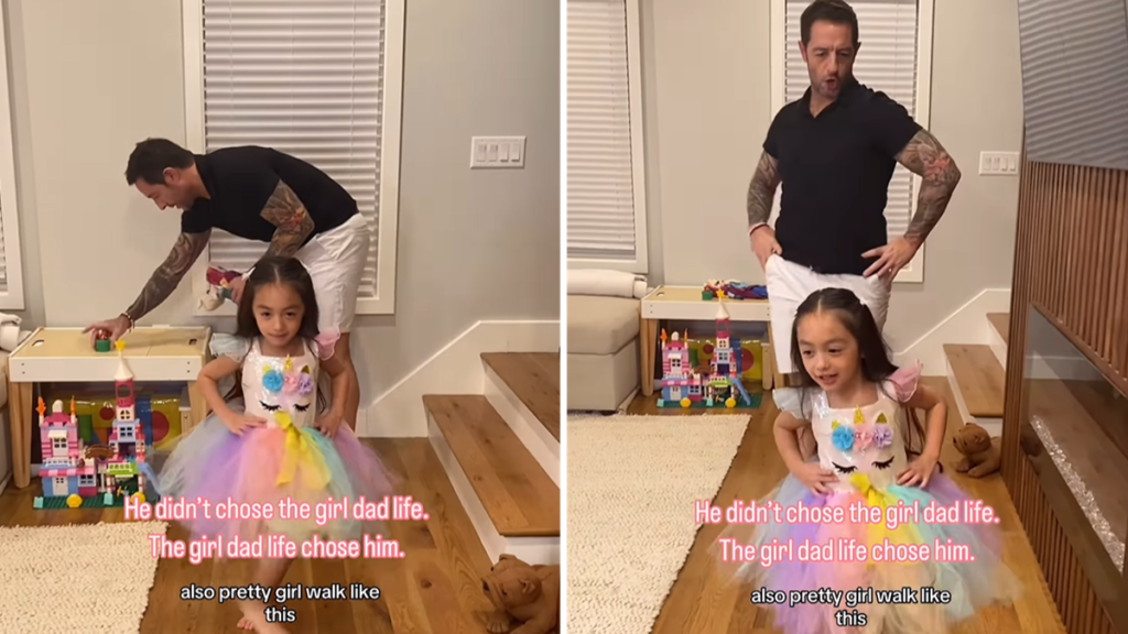 father embrace girl dad