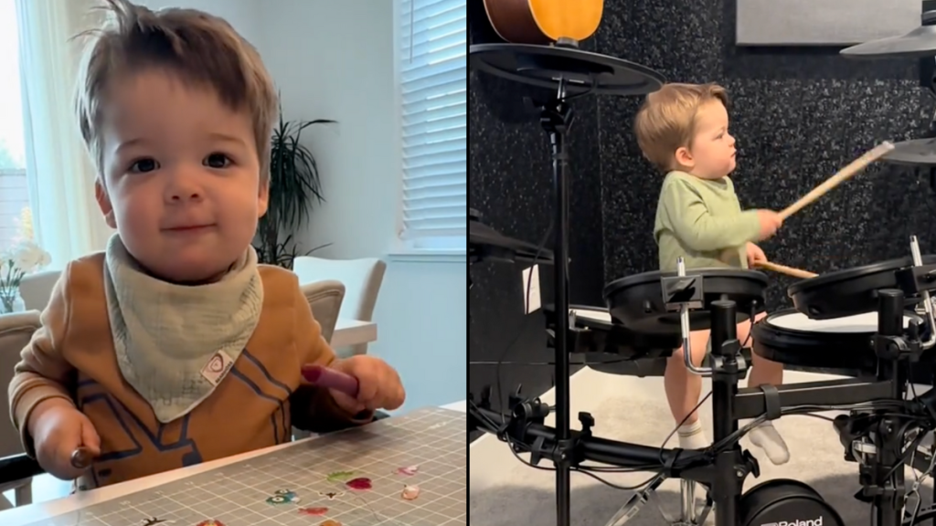 baby drumming video