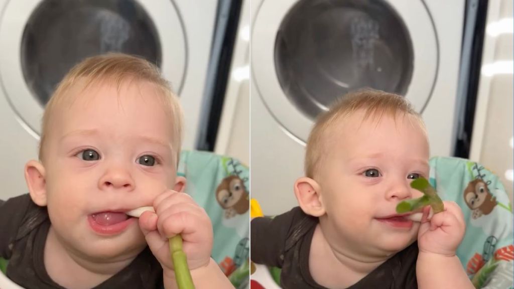 Mom shows how green onions helped her teething baby in viral parenting video