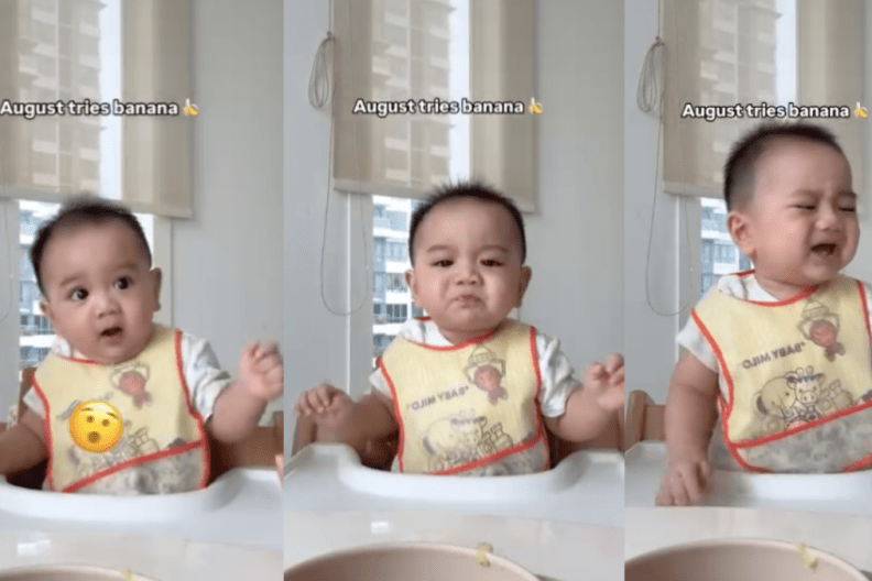 Baby tries banana video