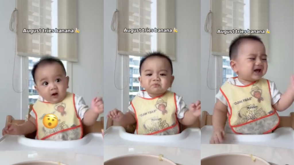 Baby tries banana video