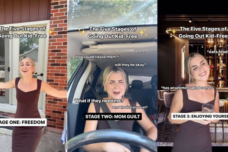 Mom shares the 'five stages of going out kid-free' in viral video