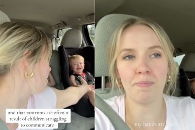 Mom handles her toddler's tantrums by staying calm in viral parenting video