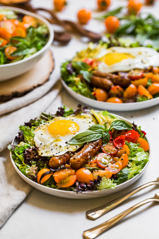Breakfast Salad With Everything Bagel Dressing