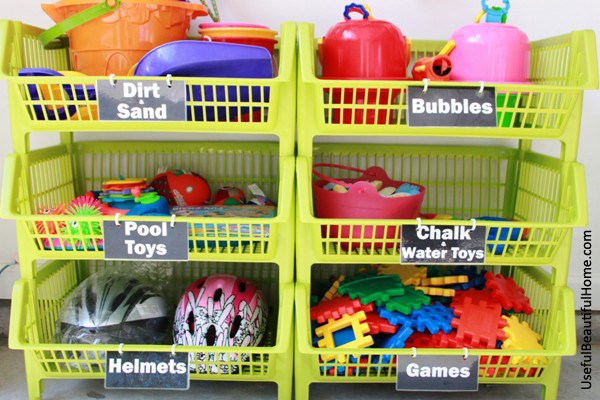 Kid-Friendly Toy Basket Garage Organization