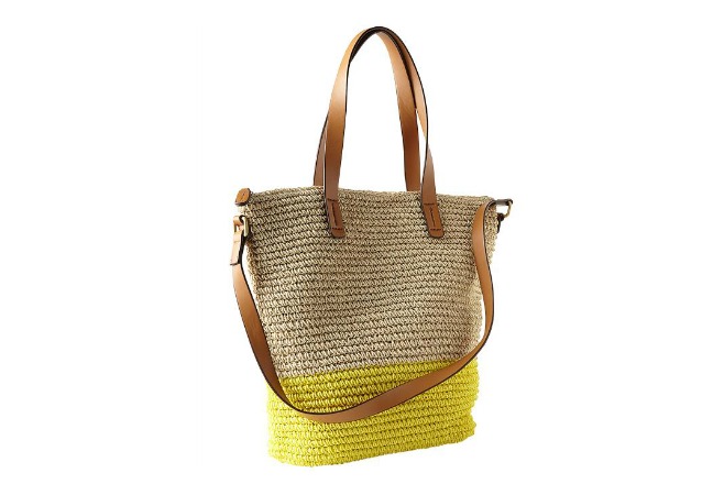 Colorblock Straw Tote