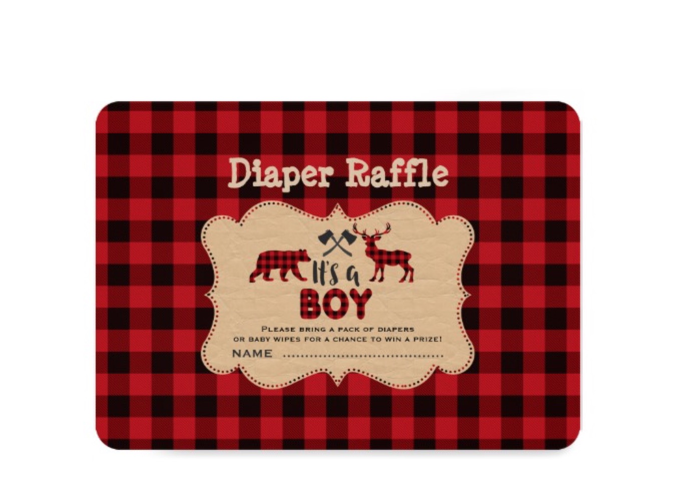 Lumberjack Diaper Raffle Invitation