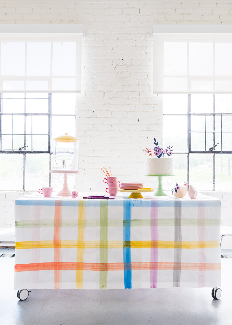 DIY Painted Plaid Tablecloth