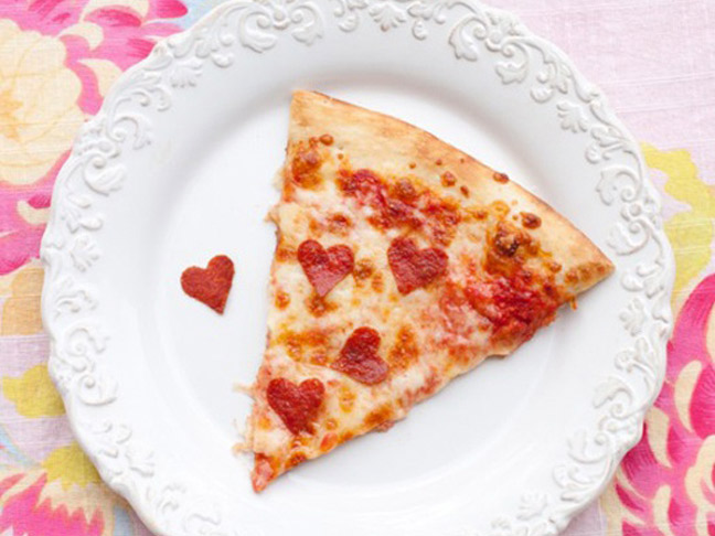 Pizza with Heart-Shaped Pepperoni