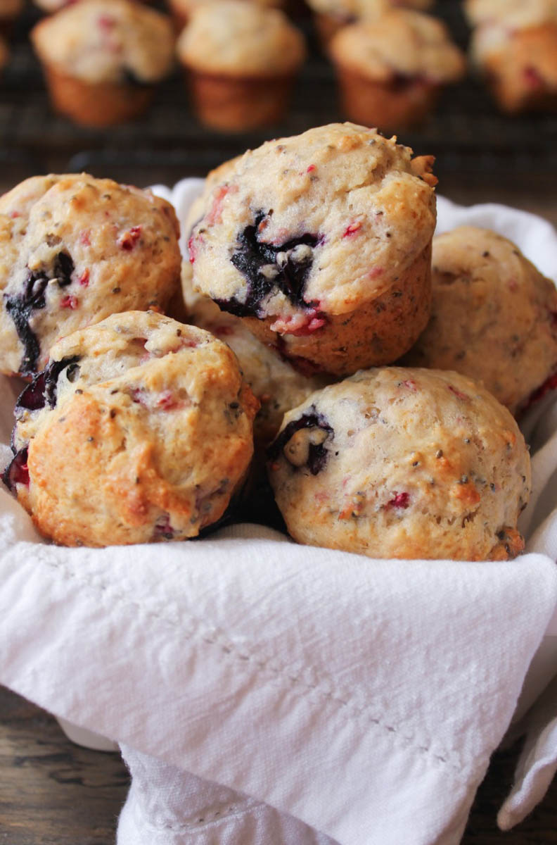 Healthy Triple Berry Chia Seed Muffins