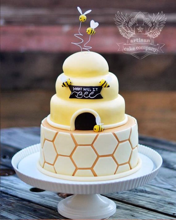 Bee Gender Reveal Cake