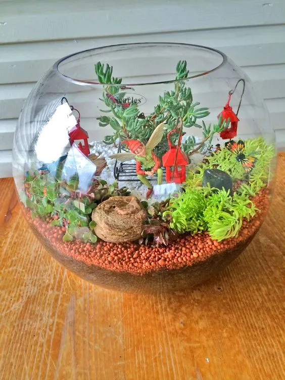 Fish Bowl Fairy Garden Idea