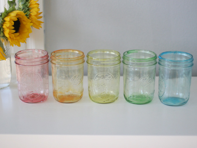 Rainbow Tinted Mason Jars