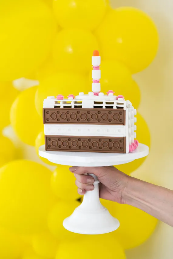 Modern Lego Cake Birthday Party Idea