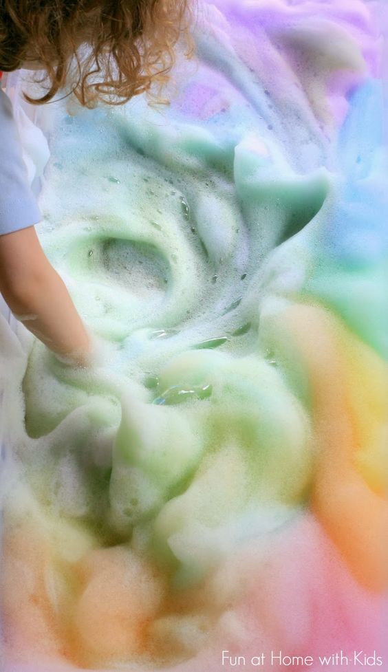 DIY Rainbow Bubble Bath Foam