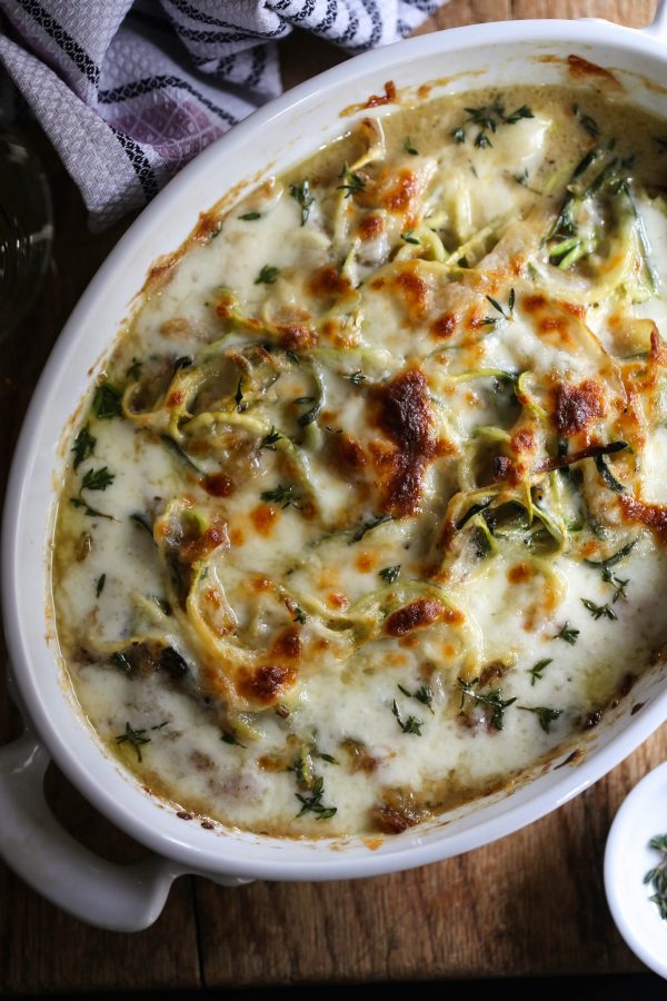 French Onion Zoodle Bake