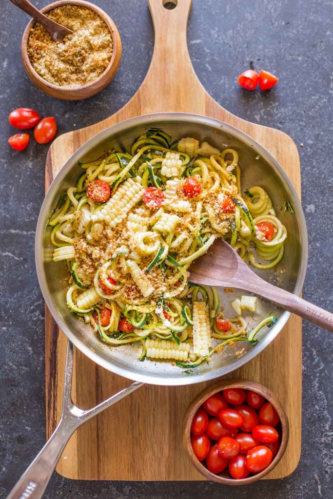 Sautéed Zoodles With Toasted Panko Crumbs
