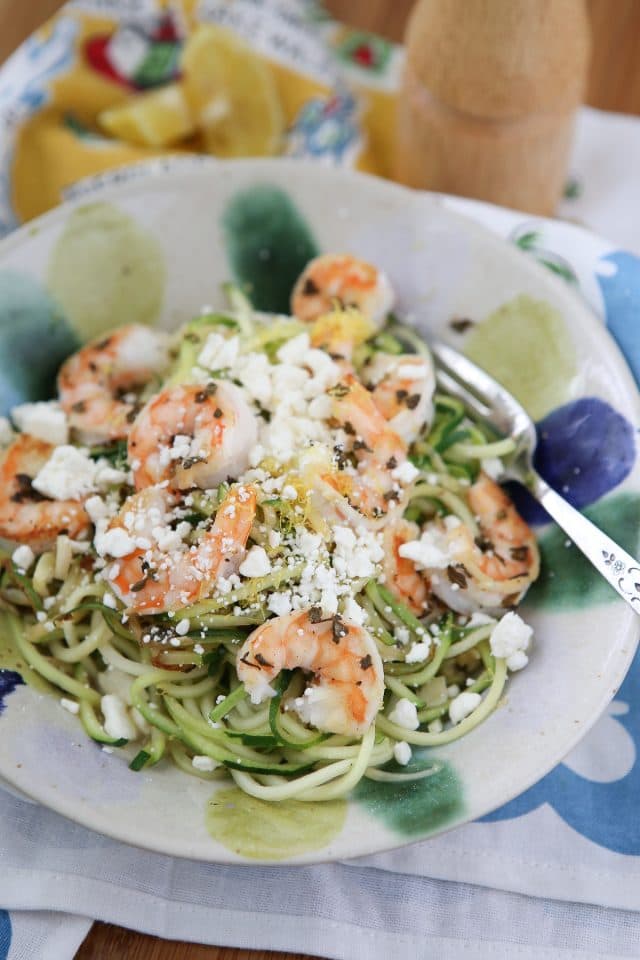 Skinnytaste Zoodles With Shrimp and Feta 