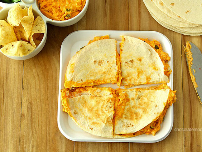 Buffalo Chicken Dip Quesadillas