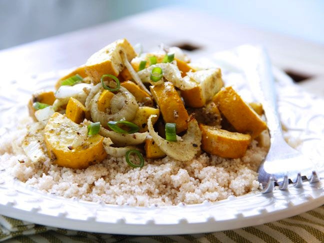 Cumin Roasted Zucchini and Fennel With Couscous