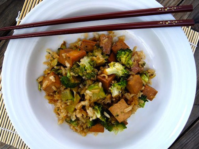 Honey-Soy Glazed Tofu, Broccoli and Brown Rice