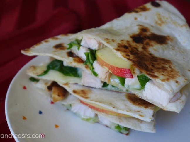Turkey Quesadilla With Brie, Baby Kale and Apples