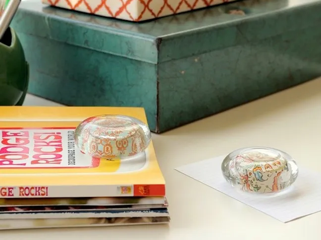 DIY Paper Weights from Glass Candle Holders