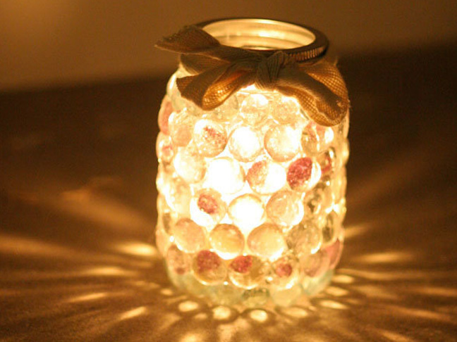 Mason Jar Prism Candle Light