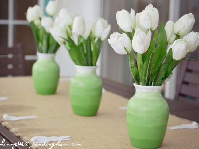Spring Dollar Store Ombre Vases