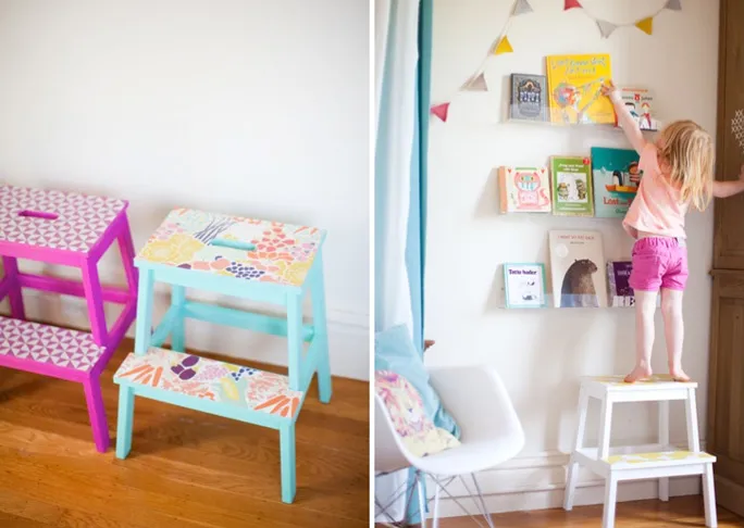 DIY Wallpaper Stools