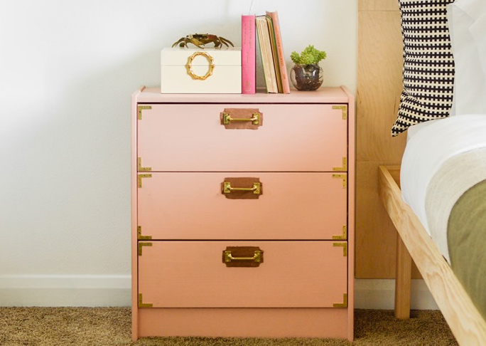 Brass and Leather Dresser Makeover