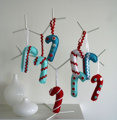 Felt Candy Cane Ornaments