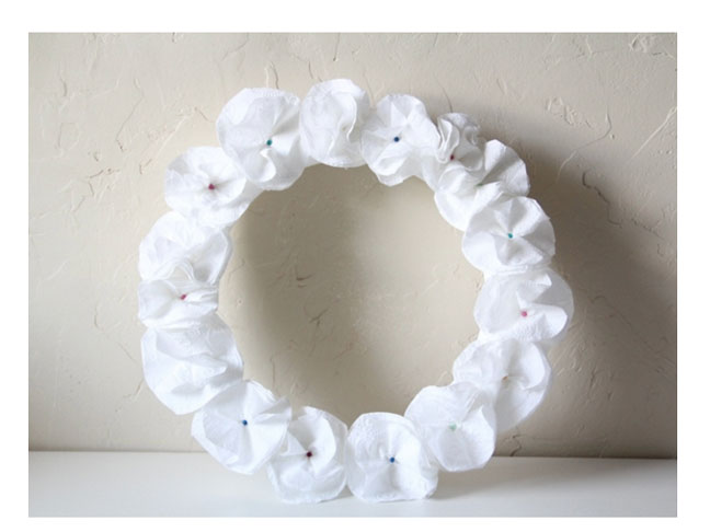 Toilet Tissue Flower Wreath