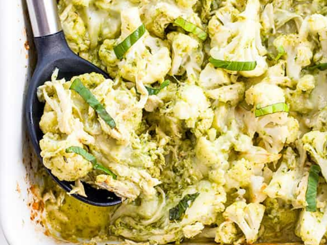 Pesto Chicken Bake with Cauliflower