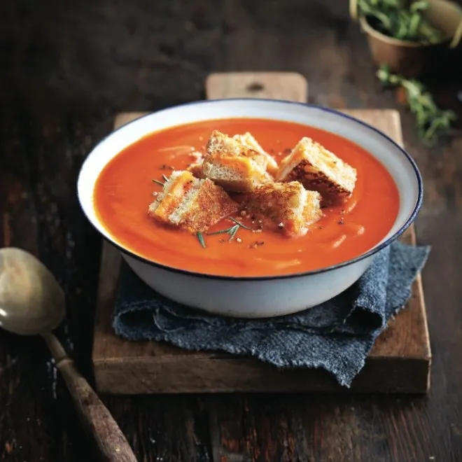 Tomato Soup and Grilled Cheese Croutons