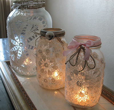 Add Some Burlap and Doilies to Your Jars