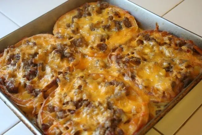 Maple Sausage Waffle Casserole