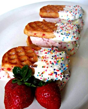 Strawberry Waffle Ice Cream Sandwiches