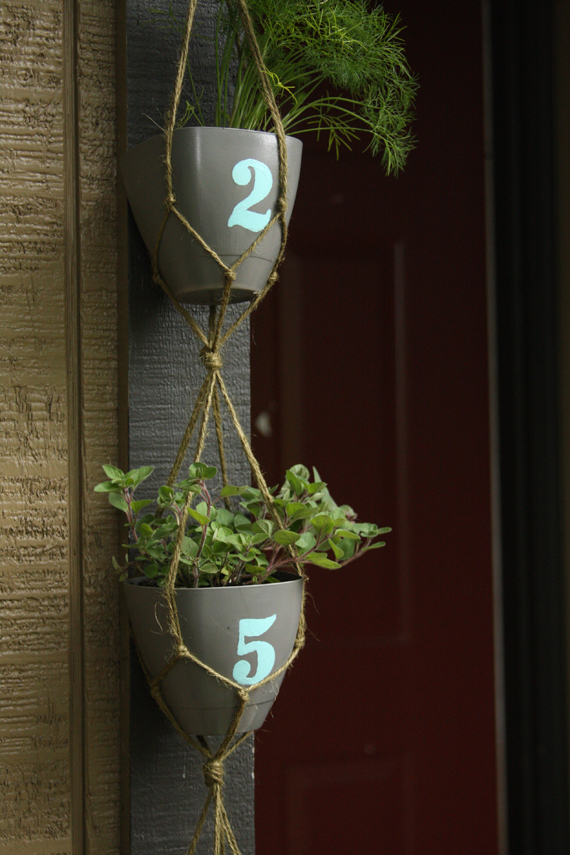 DIY Hanging Potted Plant House Number Idea