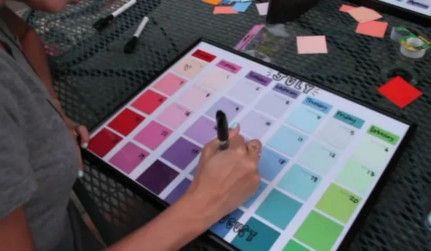 DIY Paint Chip Dry Erase Calendar